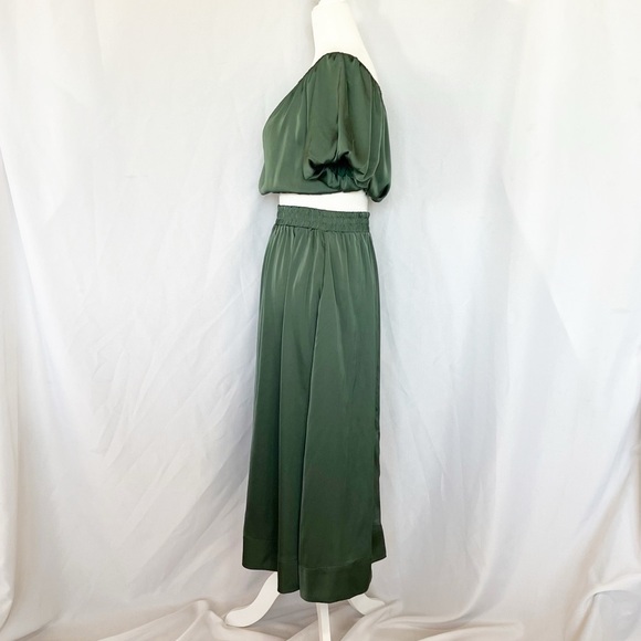 Satin Puff Sleeve Off The Shoulder Top+ Skirt Set S - Picture 3 of 8